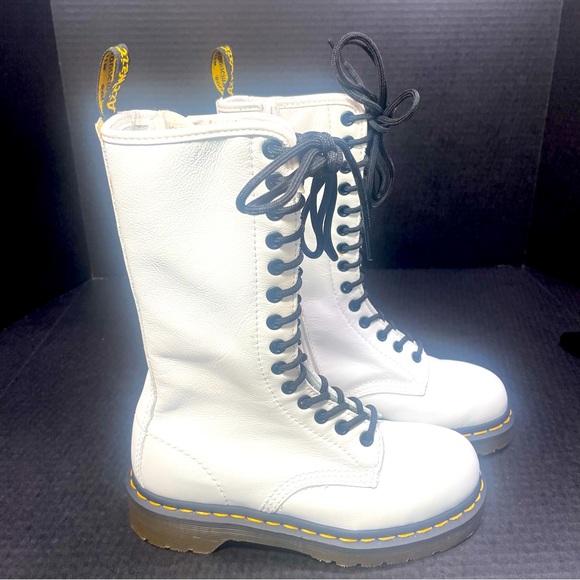 NWOB VTG Dr Martens 14 hole Tall White Boots UK 3=US 5-6 Lace up/Zip PRICE FIRM - Picture 4 of 16